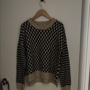 Madewell navy and Cream Checkered Sweater